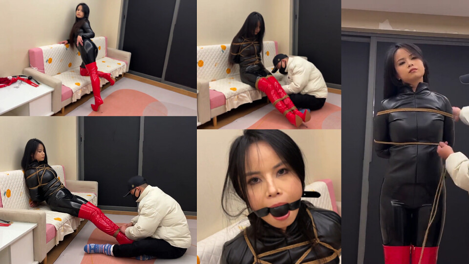 Chinese Girl Tied in Latex